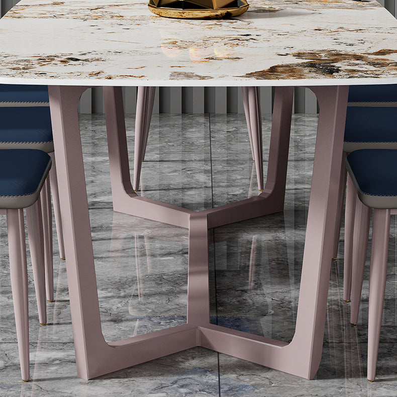 Nordic Glam Rectangle Sintered Stone Dining Table Set 1/4/6/7/8 Pieces Dining Set