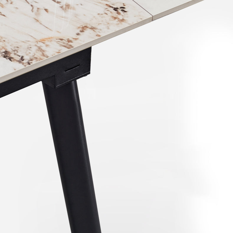 4-foot Stone Dining Site Table Modern Style Drop-Leaf Dining Table for Dining Room