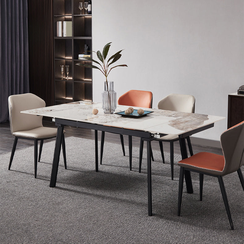 4-foot Stone Dining Site Table Modern Style Drop-Leaf Dining Table for Dining Room