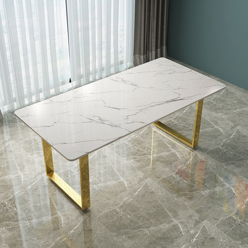 Marble Top Dining Table Modern Rectangle Dining Table with Sled Base