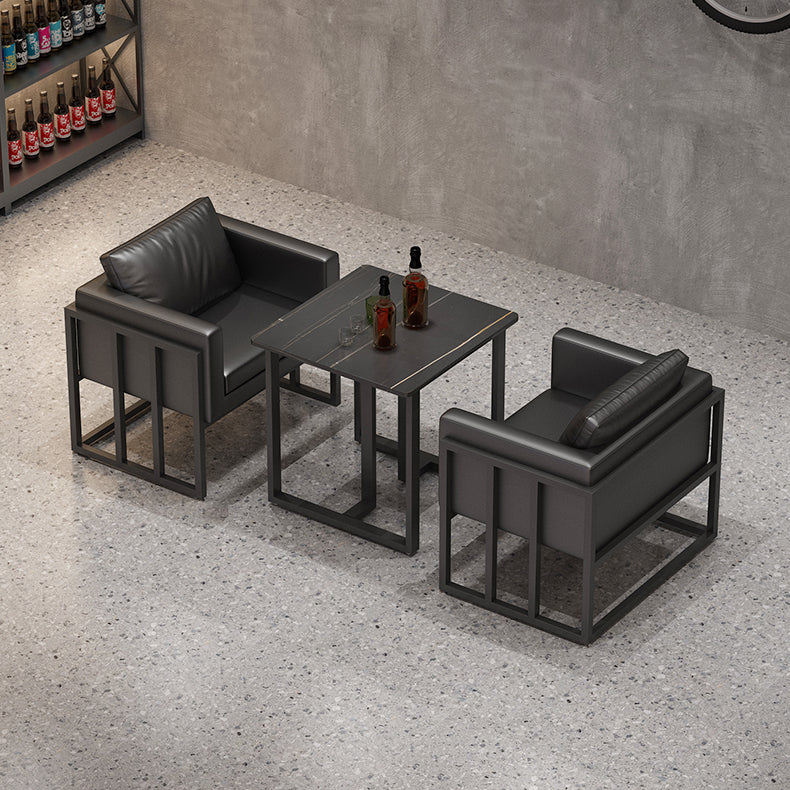 Industrial Style Black Dining Table Sintered Stone Dining Table with Black Frame