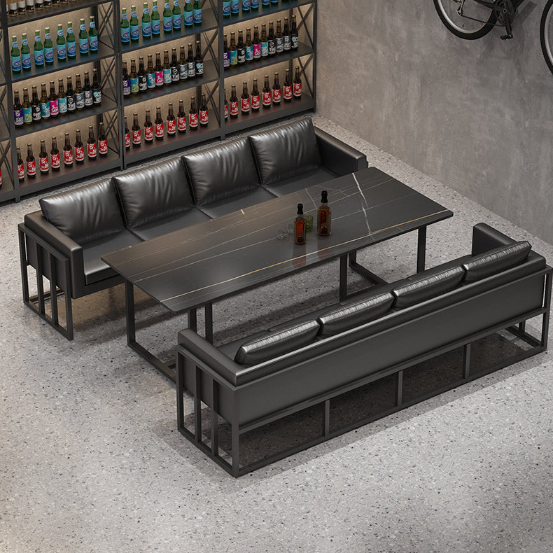 Industrial Style Black Dining Table Sintered Stone Dining Table with Black Frame