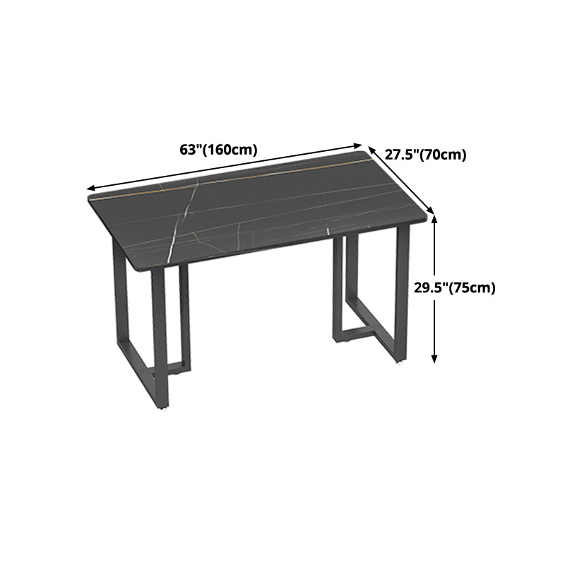 Industrial Style Black Dining Table Sintered Stone Dining Table with Black Frame