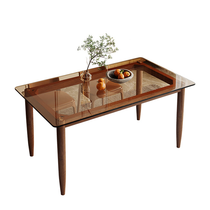 Modern Glass Dining Table Solid Wood Dining Table for Dining Room