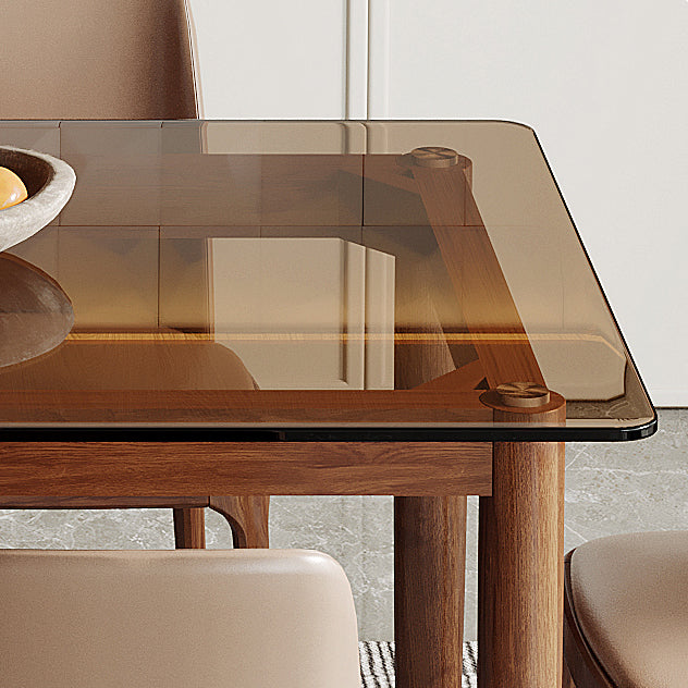 Modern Glass Dining Table Solid Wood Dining Table for Dining Room
