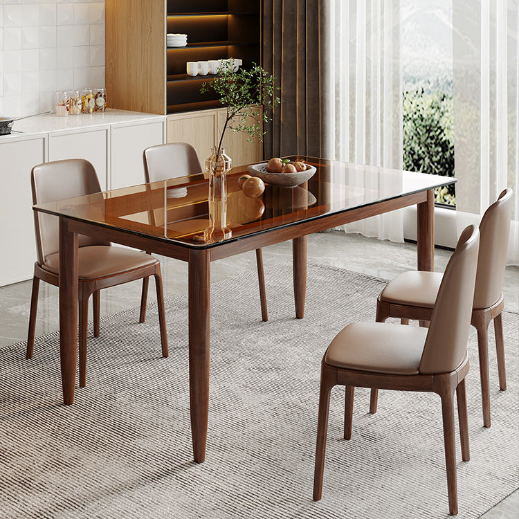 Modern Glass Dining Table Solid Wood Dining Table for Dining Room