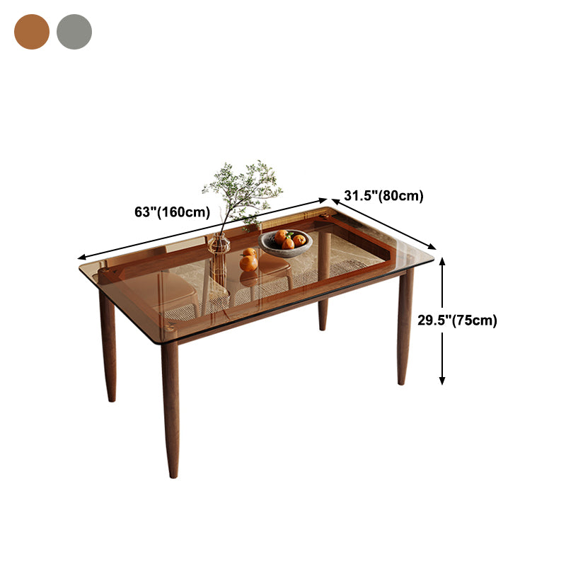 Modern Glass Dining Table Solid Wood Dining Table for Dining Room