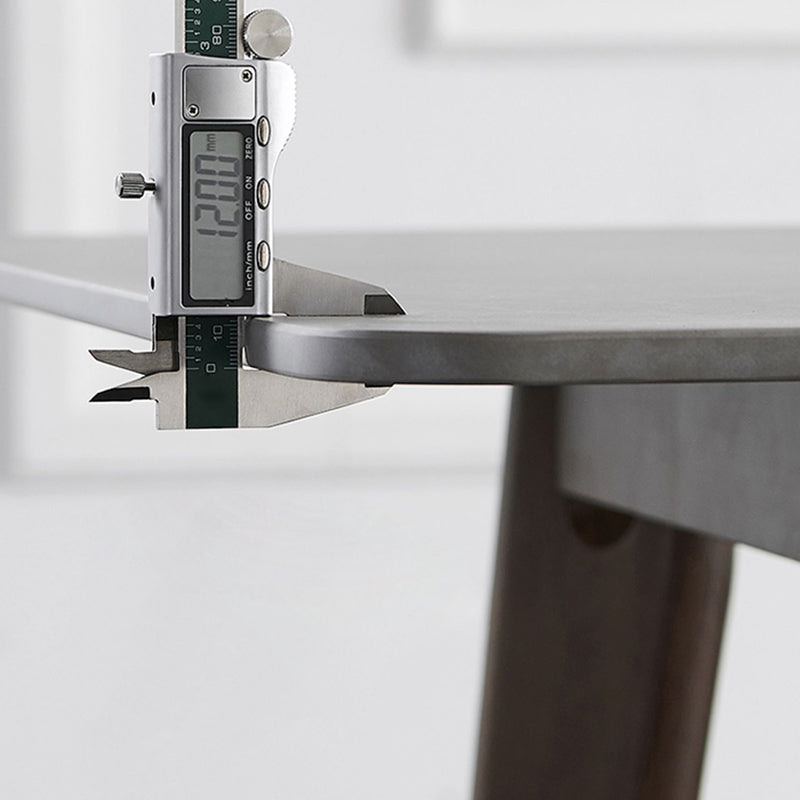 Stone Top Dining Table Mid-Century Modern Dining Table with 4 Oak Wood Legs