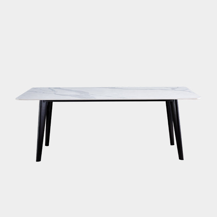 Stone Top Dining Table Mid-Century Modern Dining Table with 4 Oak Wood Legs