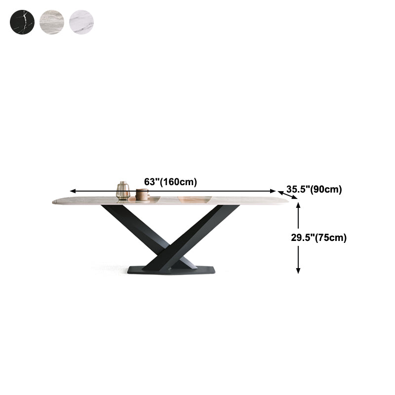 Modern Pedestal Casual Dining Table Stone and Metal Dining Room Kitchen Table