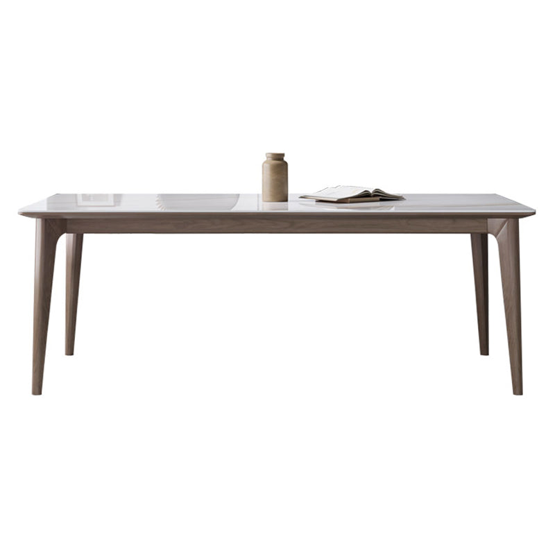 Medieval Modern Sintered Stone Dining Table Rectangle Table with Wooden 4 Legs