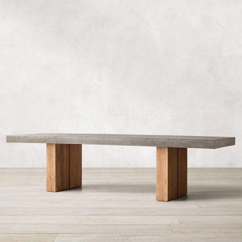 Modern Rectangle Dining table Solid Wood Double Pedestal Table in Grey