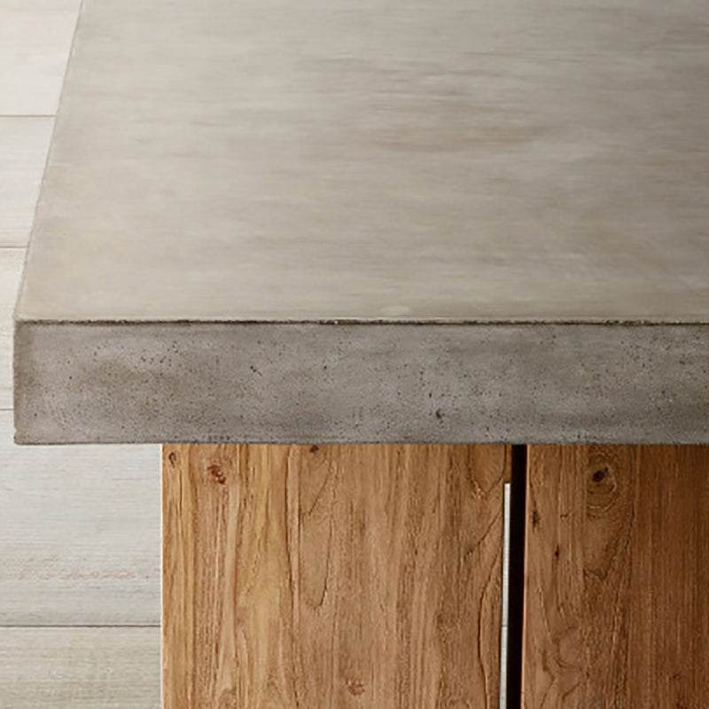 Modern Rectangle Dining table Solid Wood Double Pedestal Table in Grey