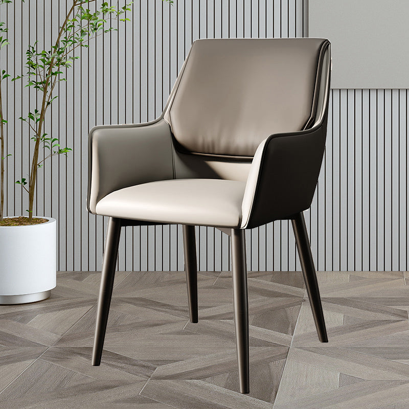 Modern Style Parsons Arm Chair Leather Dining Chair for Dining Room