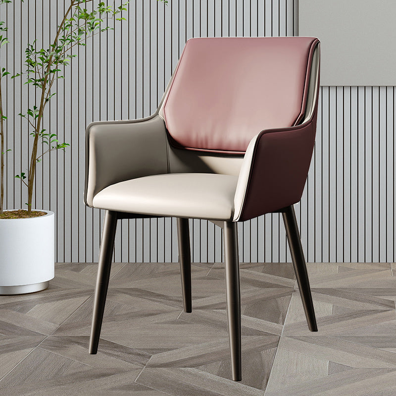Modern Style Parsons Arm Chair Leather Dining Chair for Dining Room