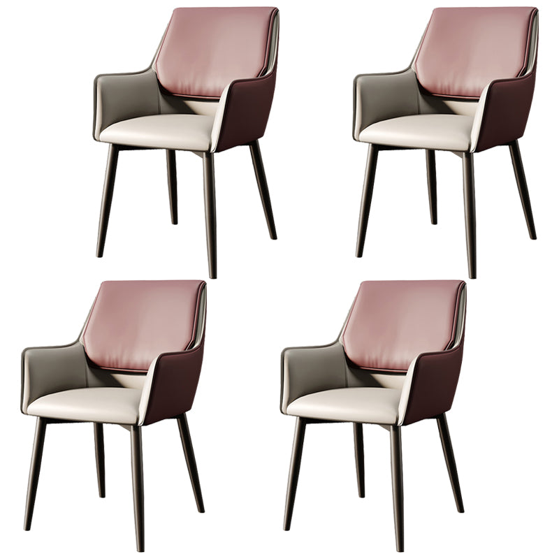 Modern Style Parsons Arm Chair Leather Dining Chair for Dining Room