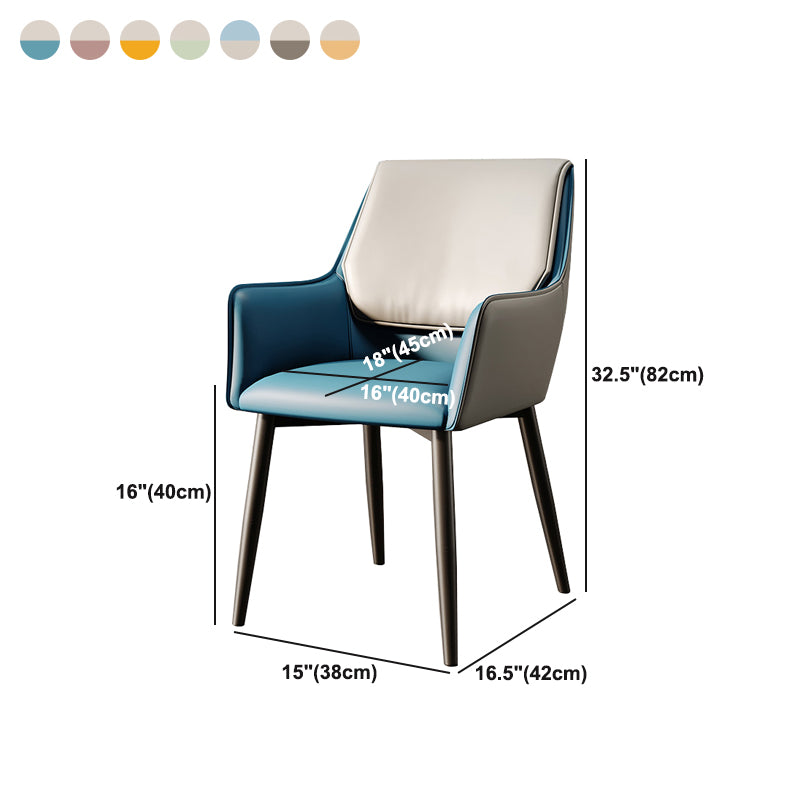 Modern Style Parsons Arm Chair Leather Dining Chair for Dining Room