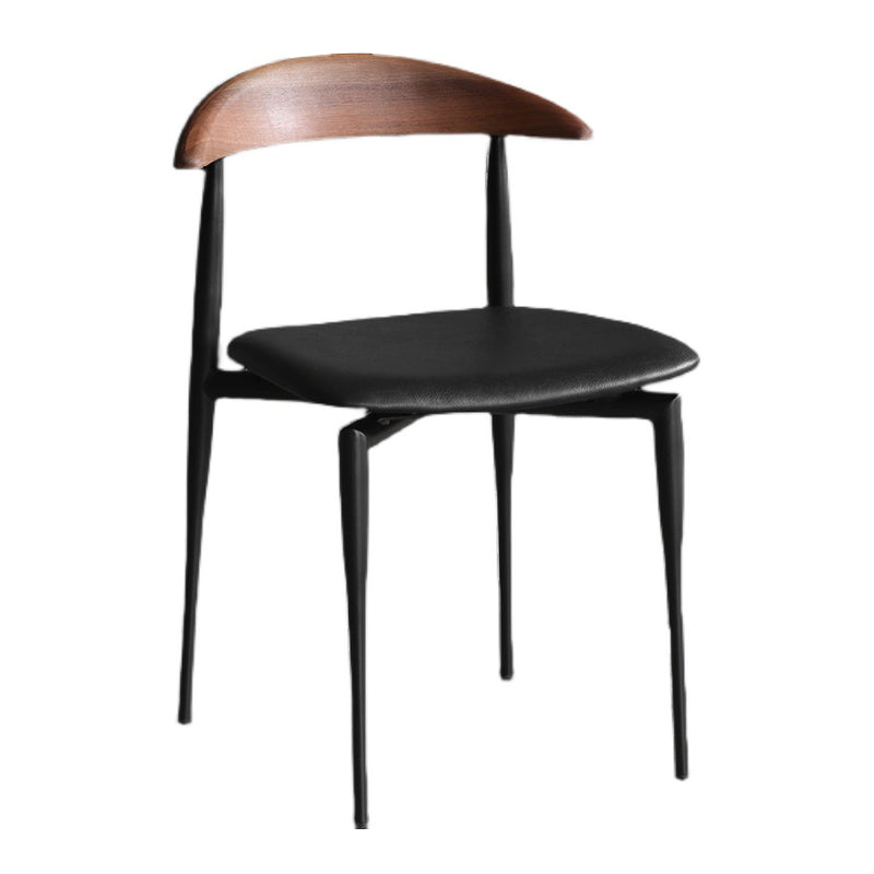 Faux Leather Stackable Side Chair Contemporary Open Back Dining Chair