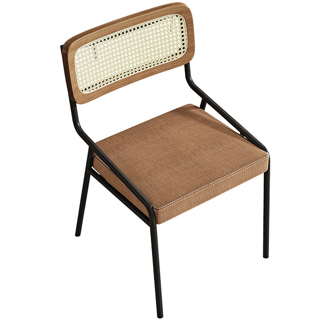 Glam Style Dining Chair Upholstered Cane Back Chair for Dining Room