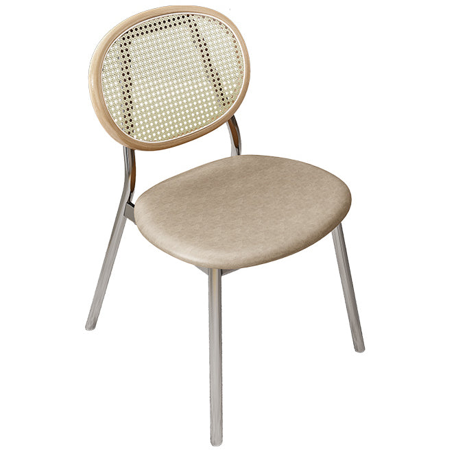 Glam Style Dining Chair Upholstered Cane Back Chair for Dining Room