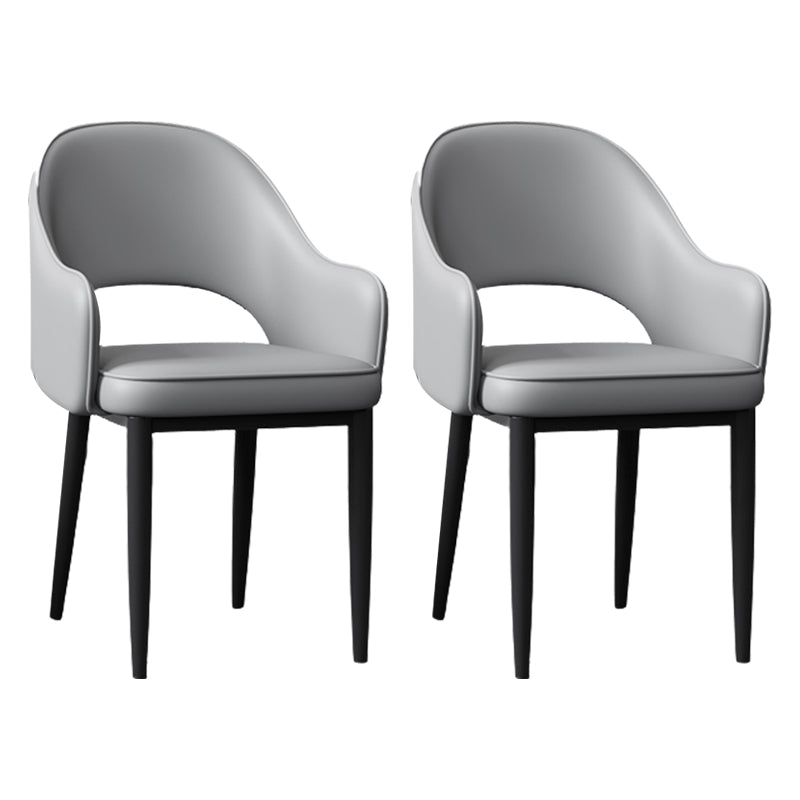 Glam Style Arm Chair Leather Open Back Dining Chair (Set of 2)