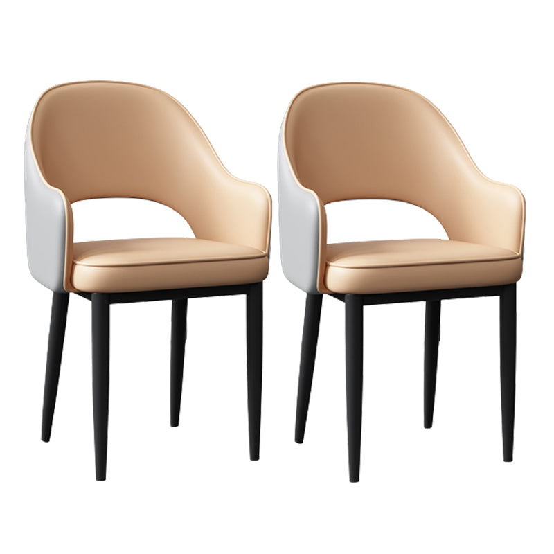 Glam Style Arm Chair Leather Open Back Dining Chair (Set of 2)