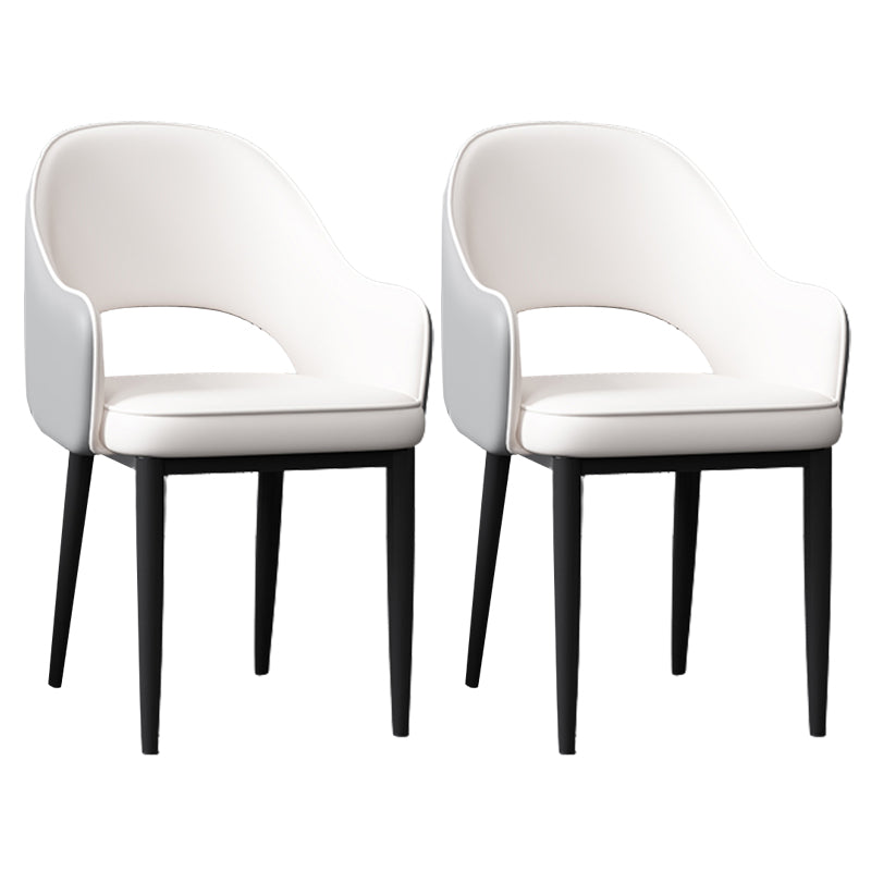 Glam Style Arm Chair Leather Open Back Dining Chair (Set of 2)