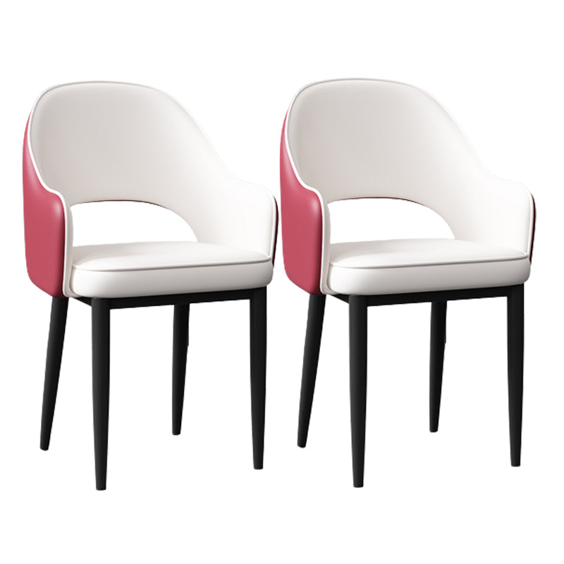 Glam Style Arm Chair Leather Open Back Dining Chair (Set of 2)