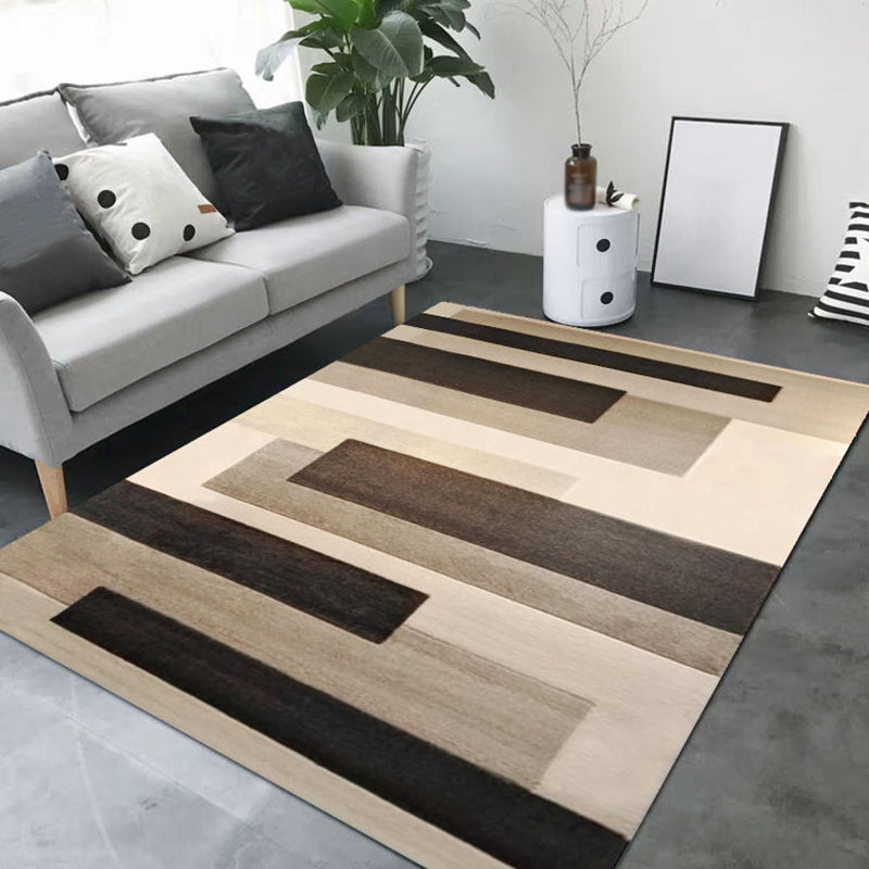 Black Modern Rug Polyester Geometry Print Rug Washable Rug for Home Decor