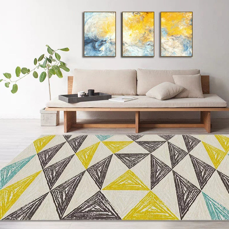 Black Modern Rug Polyester Geometry Print Rug Washable Rug for Home Decor