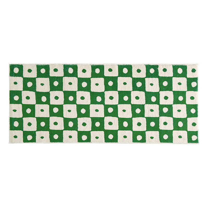 Green Pattern Rug Polyester Simple Rug Stain Resistant Rug for Living Room