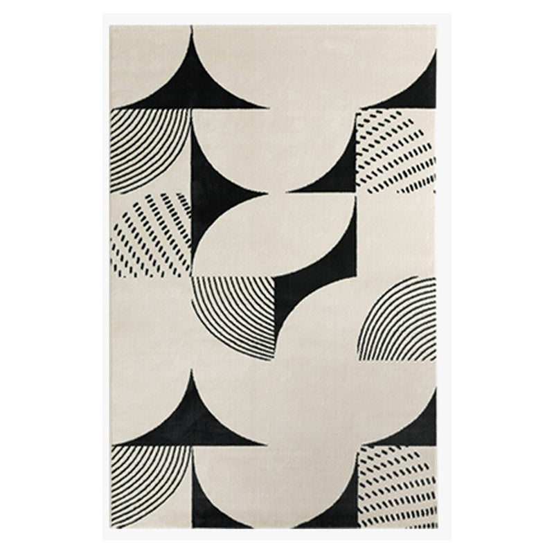 Black Modern Rug Polyester Abstract Color Piece Rug Washable Rug for Living Room