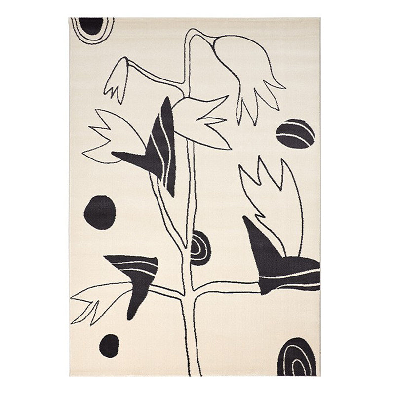 Black Modern Rug Polyester Abstract Color Piece Rug Washable Rug for Living Room