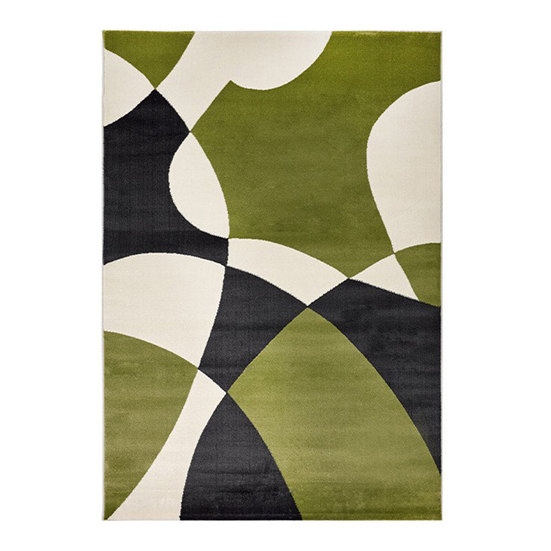Black Modern Rug Polyester Abstract Color Piece Rug Washable Rug for Living Room