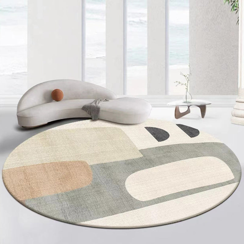 Gray Modern Rug Polyester Graphic Indoor Rug Non-Slip Backing Rug for Home Decor