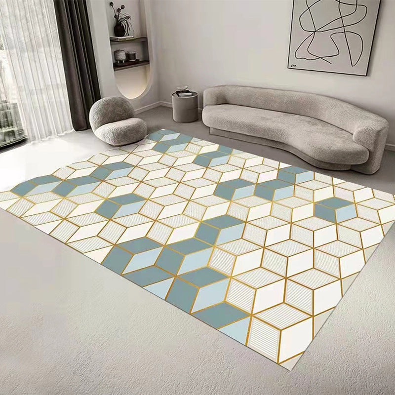 Gray Modern Rug Polyester Geometric Patterns Rug Washable Rug for Home Decor