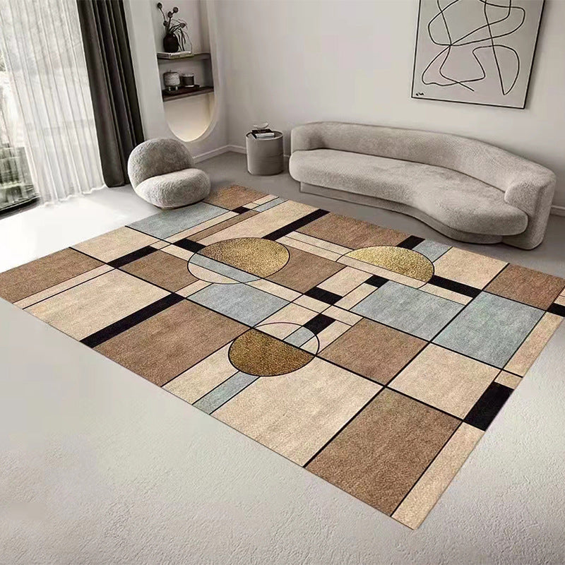 Gray Modern Rug Polyester Geometric Patterns Rug Washable Rug for Home Decor