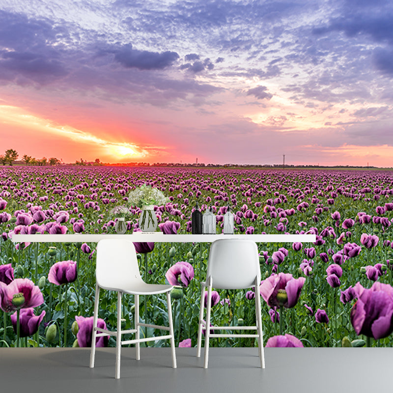 Photography Flower Field Mural Mildew Resistant Wallpaper Sleeping Room Wall Mural