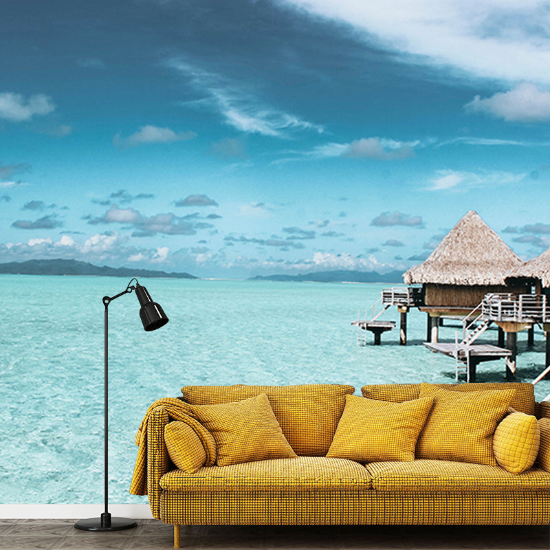 Environment Friendly Resistant Mural Wallpaper Recreational Beach Living Room Wall Mural