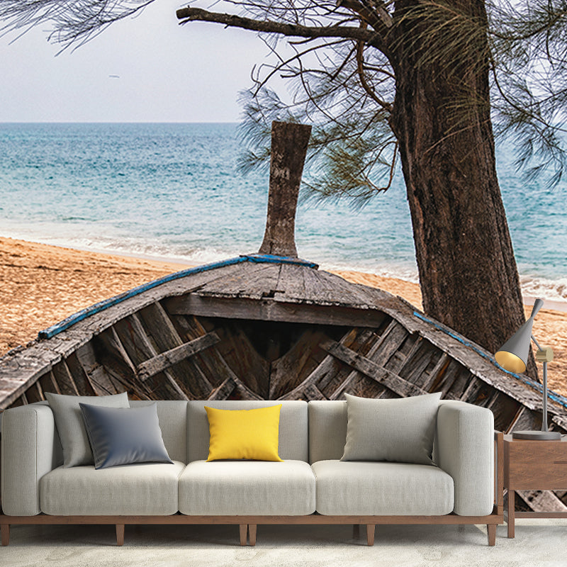 Photography Stain Resistant Wall Mural Recreational Beach Sitting Room Wall Mural