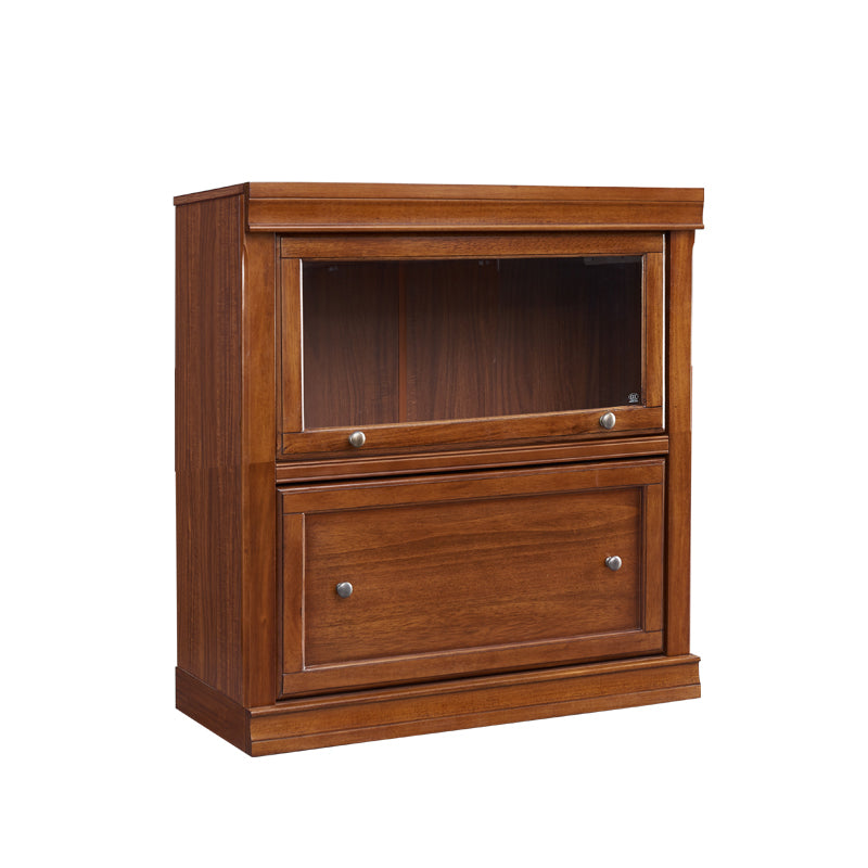 Espresso Shelf Bookcase With Doors Closed Back Shelf for Office