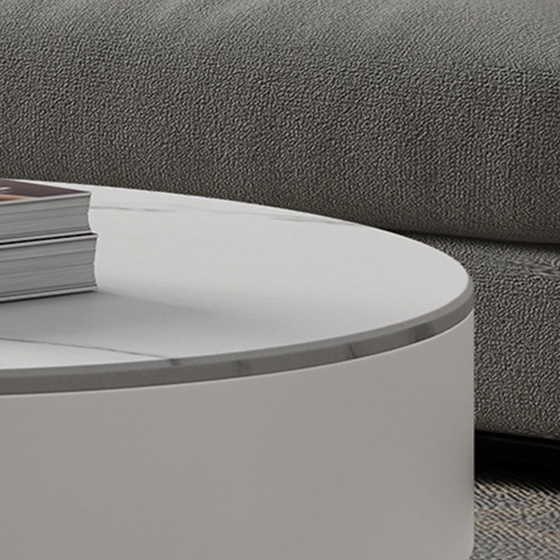 Modern Style Round Black and White Slate Top Nesting Coffee Table