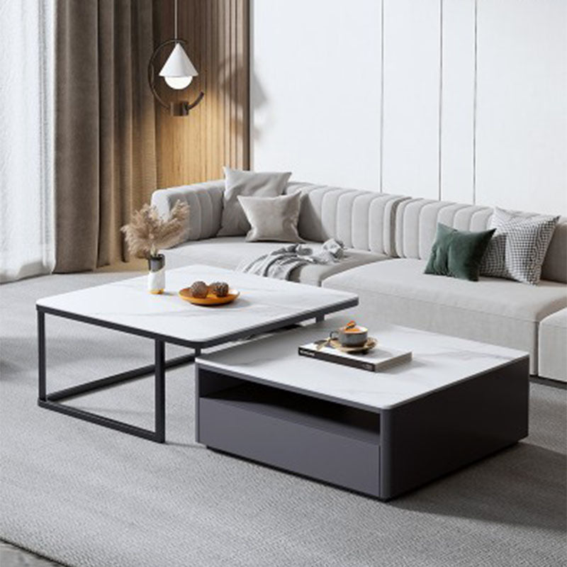Square Marble Coffee Table Coffee 2 Nesting Coffee Table Set Modern Cocktail Table