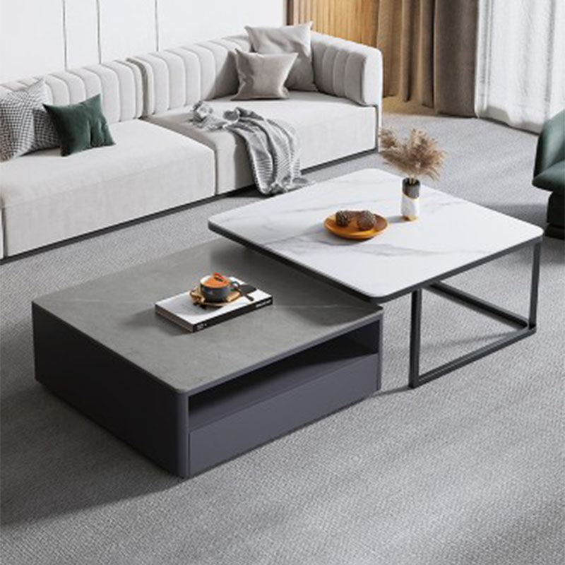 Square Marble Coffee Table Coffee 2 Nesting Coffee Table Set Modern Cocktail Table