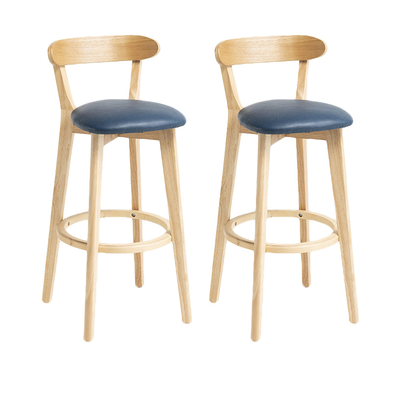 Scandinavian Rubberwood Home Stool Matte Finish Upholstered Bar Stools