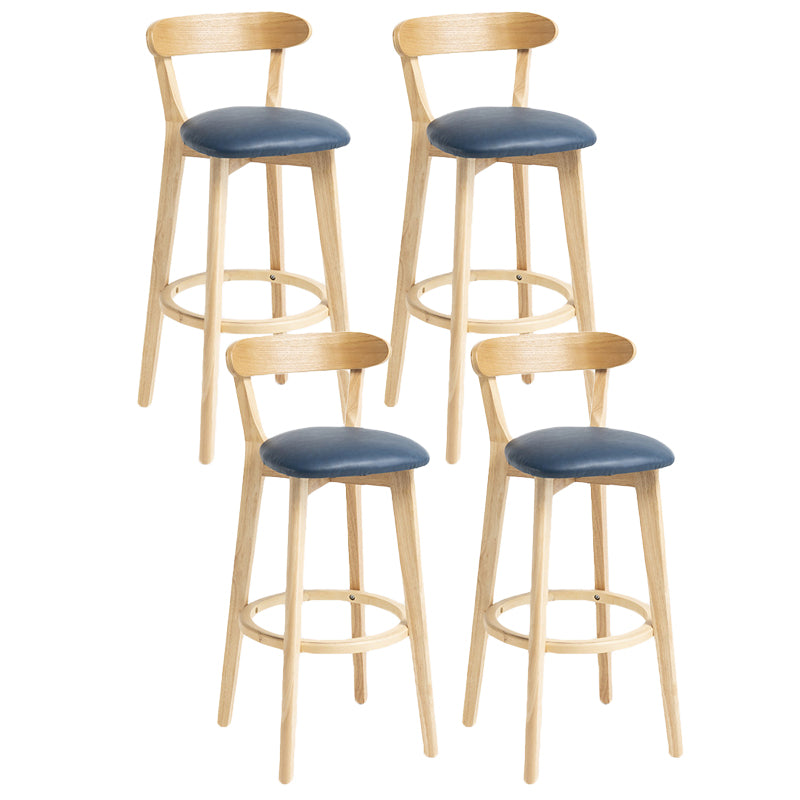 Scandinavian Rubberwood Home Stool Matte Finish Upholstered Bar Stools