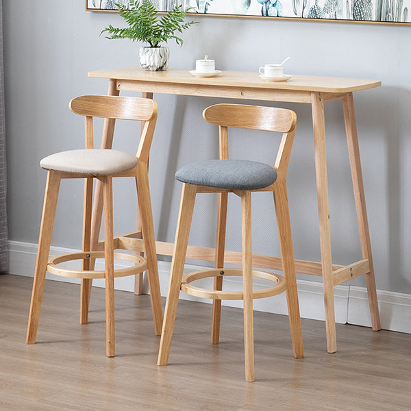 Scandinavian Rubberwood Home Stool Matte Finish Upholstered Bar Stools