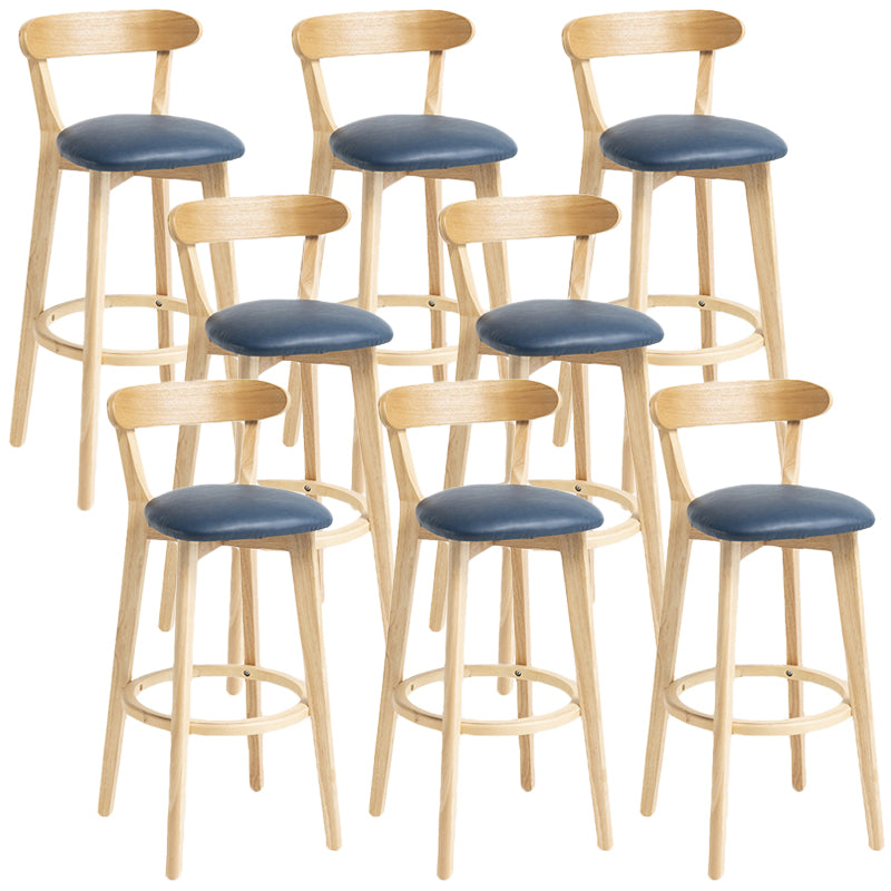 Scandinavian Rubberwood Home Stool Matte Finish Upholstered Bar Stools