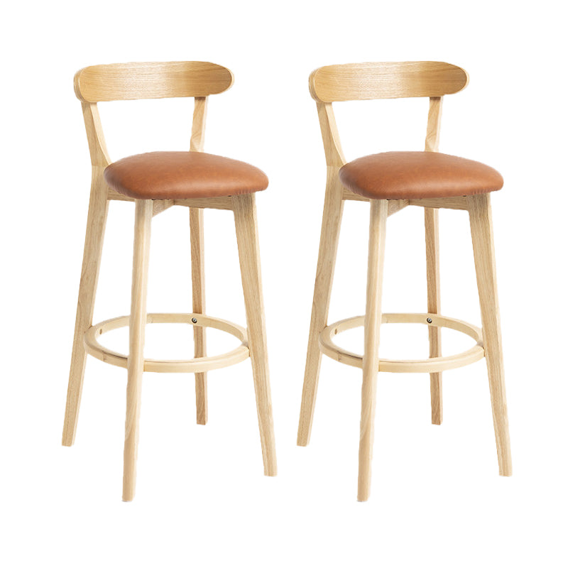 Scandinavian Rubberwood Home Stool Matte Finish Upholstered Bar Stools