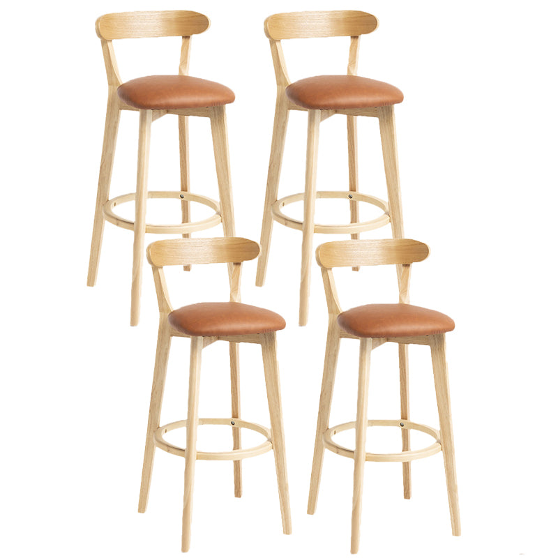 Scandinavian Rubberwood Home Stool Matte Finish Upholstered Bar Stools